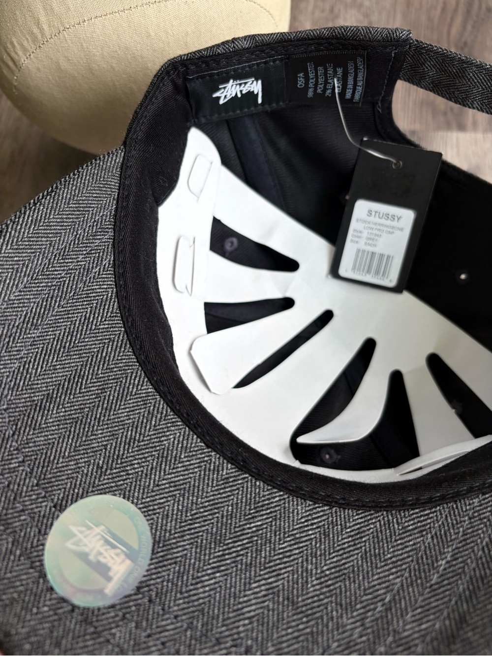 Stussy Dark Gray Herringbone Strapback Low Pro Cap - Picture 4 of 4